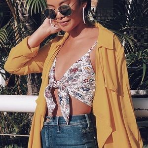 S/W/F floral print tie top crop top